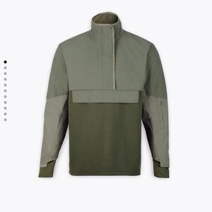 Men's Olive Two-Tone Lightweight Pullover Shirt Jacket